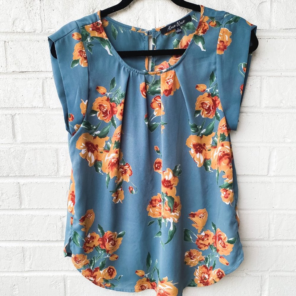 Alice Blue | Teal Floral Blouse - Picture 2 of 4